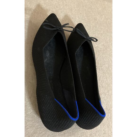 Rothy's The Bow Point Womens 9.5 shoe Black Knit Flats Classic Slip-On Washable - Picture 5 of 9